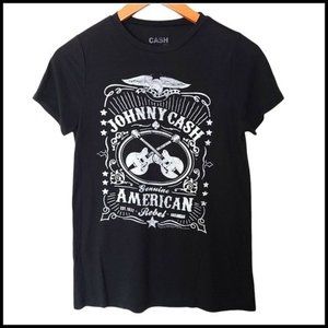 JOHNNY CASH Genuine American Rebel T-Shirt Mens M‎ Medium Guitar Black
